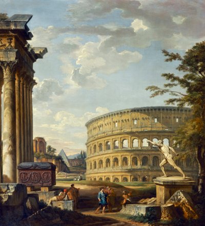 Római táj a Colosseummal alkotó: Giovanni Paolo Pannini