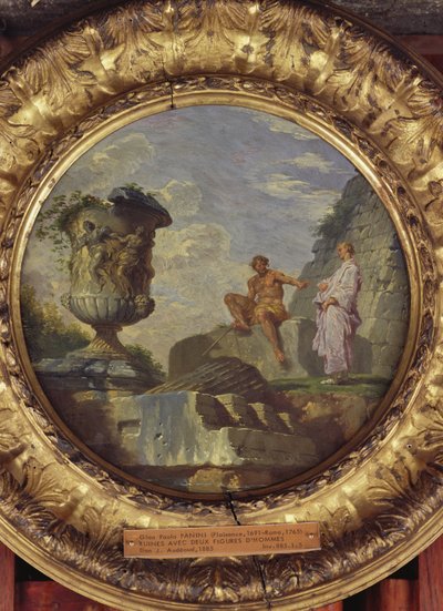 Romok két emberrel, 1750-60 körül (olaj, réz) alkotó: Giovanni Paolo Pannini