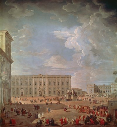 Quirinale és Piazza di Monte Cavallo látképe, Giovanni Paolo Pannini (1691-1765), olaj, vászon, 270x254 cm alkotó: Giovanni Paolo Pannini