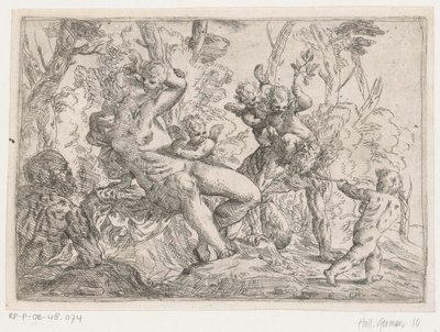 Putti és Vénusz elfogott szatírja alkotó: Giovanni Pietro Possenti