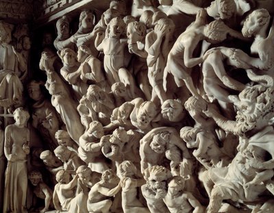 Részlet a Szék domborműveiről, amelyeket Giovanni Pisano (1248-1314) készített: a damns (A márvány szószék domborműveinek részlete) 1302-1311 Cathedrale de Pisa (Duomo di Pisa), Olaszország alkotó: Giovanni Pisano