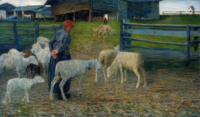 Vissza az istállóba. 1888 alkotó: Giovanni Segantini