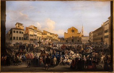 Berlingaccio a firenzei St. Croce téren alkotó: Giovanni Signorini