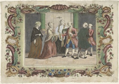 A házasság szentsége VII. sacramentum matrimonium / VII. sacramento el matrimonio (cím a tárgyon) A hét szentség (sorozat címe) alkotó: Giovanni Volpato