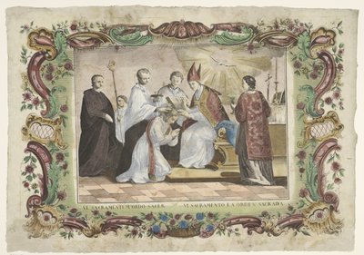 A papság szentsége VI. sacramentum ordo sacer / VI. sacramento la orden sacrada (cím a tárgyon) A hét szentség (sorozat címe) alkotó: Giovanni Volpato