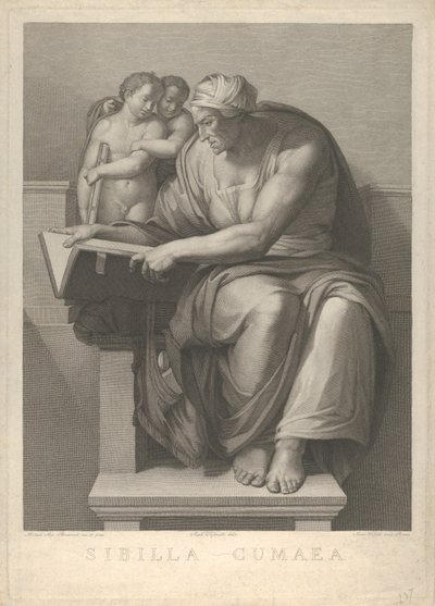 A kumai szibilla Michelangelo freskója után a Sixtus-kápolnában, 1784-90. alkotó: Giovanni Volpato