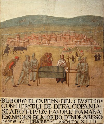 A Compagnia del Crocifisso zarándoklata Loretóba, 16. század első fele. alkotó: Giovanni del Leone