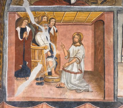Jézus megmossa Péter lábát az utolsó vacsora alatt. alkotó: Giovanni di Cherasco Botoneri