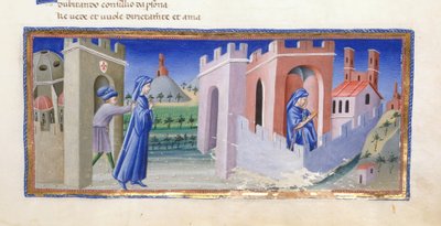 Dante kiutasítása Firenzéből, és versét száműzetésben, a Paradiso-ból komponálta a „Divina Commedia”-ban, Dante Alighieri, Yates Thompson 36, f.159 alkotó: Giovanni di Paolo
