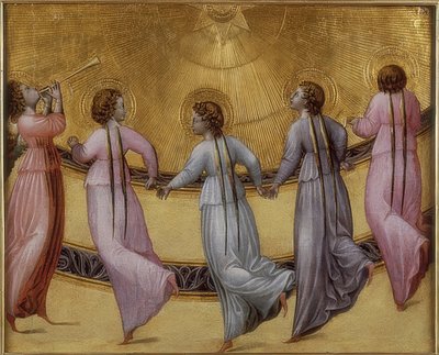Öt táncoló angyal. 1436 körül alkotó: Giovanni di Paolo