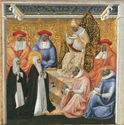 Sienai Szent Katalin a pápa előtt Avignonban alkotó: Giovanni di Paolo
