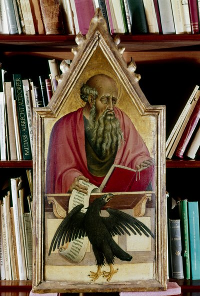 Szent János evangélista jelképével, egy sassal, 15. század alkotó: Giovanni di Paolo