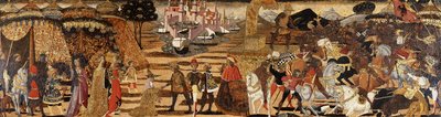 Az Issus-i csata és Dareiosz családja Sándor előtt - cassone front, alkotó: Giovanni di Ser Giovanni Scheggia