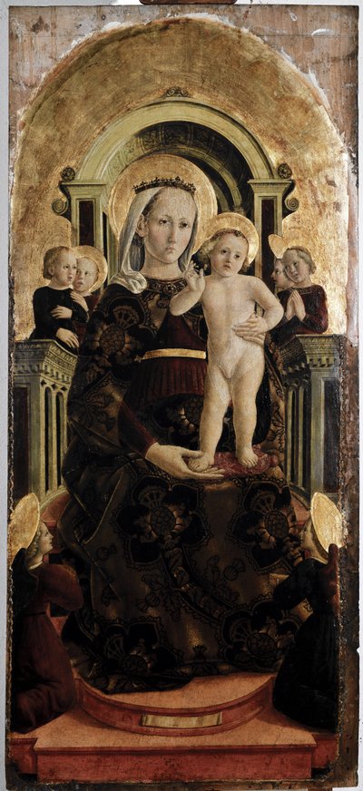 Szűz és gyermek – olaj a panelen alkotó: Girolamo Giovanni