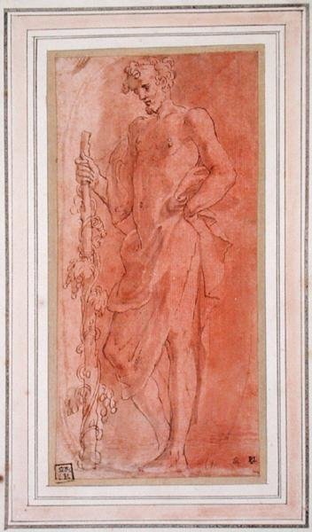 Bacchus (toll és barna tinta, és papíron mossa) alkotó: Girolamo Mazzola Bedoli