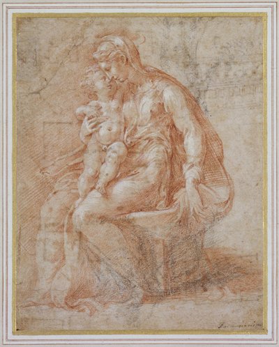 A Madonna és a gyermek alkotó: Girolamo Mazzola Bedoli
