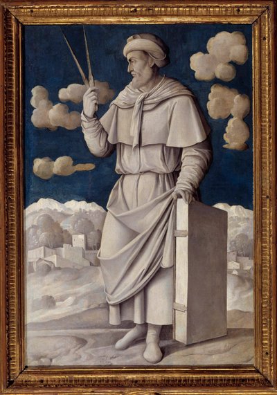 Eukleidész (Kr. e. 325-265) portréja, görög matematikus Girolamo Mocetto (1458-1531) festménye 1531 Párizs. Musee Jacquemart Andre - Eukleidész (Kr. e. 325-265) angol matematikus teljes alakos portréja. Girolamo Mocetto (1458-1531) festménye alkotó: Girolamo Mocetto