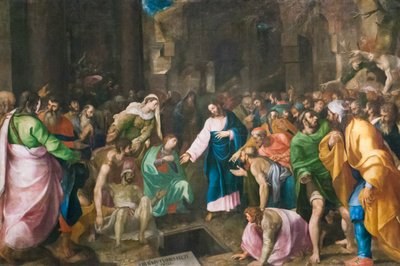 Lázár feltámadása, 1555 körül (olaj, vászon) alkotó: Girolamo Muziano
