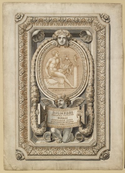 Vésett drágakő terve díszes környezetben, 1722 alkotó: Girolamo Odam