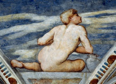 Férfi akt, Girolamo Romanino freskóinak részlete (kb. 1484-1559 után), Bernardo Clesio megrendelője alkotó: Girolamo Romanino