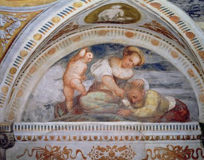 Sámson és Delila, lunette, 1531-32 alkotó: Girolamo Romanino