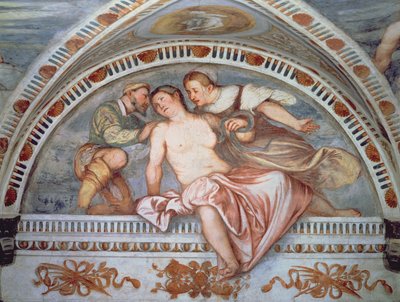 Kleopátra halála, lunetta, 1531-32 alkotó: Girolamo Romanino