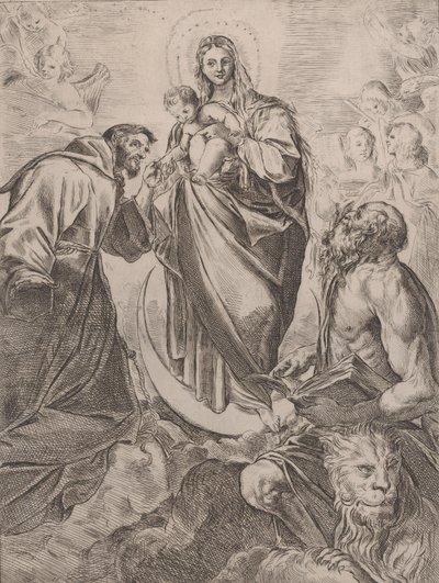 A Szűzanya Szent Jeromossal és Ferenccel, 1660-80. alkotó: Girolamo Rossi