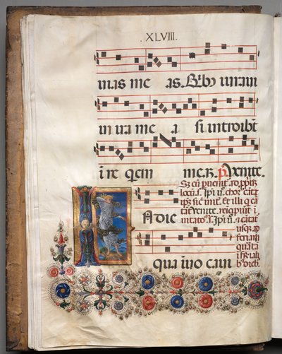 Antifónia: Kezdőbetű, angyal, c. 1470-1480. alkotó: Girolamo da Cremona