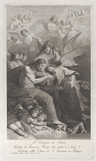 Krisztus szent seregét adja a térdelő Sienai Szent Katalinnak..., 1750-1812. alkotó: Giuliano Traballesi