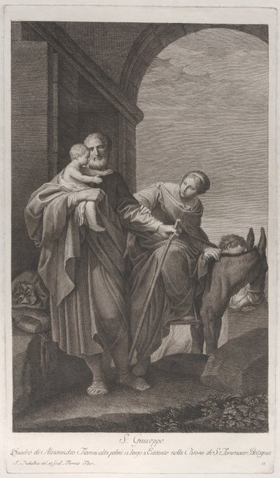 Szent József, aki a gyermek Krisztust viszi az Egyiptomba tartó járaton, 1760-1800. alkotó: Giuliano Traballesi