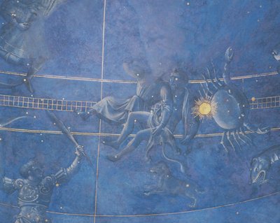 A Nap útja a csillagokon keresztül 1442. július 4-én éjjel, Ikrek és Rák részlete, az oltár feletti fekvésű fekhelyről, 1430 körül (85088. részlet) alkotó: Giuliano dArrighi Pesello