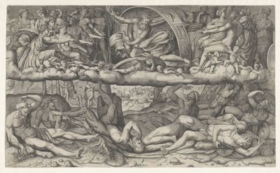 Istenek és óriások csatája La lotta fra dei e gigantic alkotó: Giulio Bonasone (attributed to)