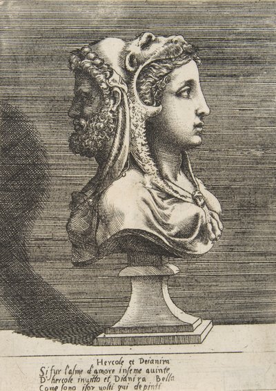 Herkules és Dejanira mellszobra, kb. 1531-76. alkotó: Giulio Bonasone