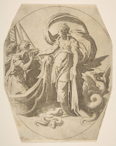 Circe és Ulysses társai, 16. század. alkotó: Giulio Bonasone