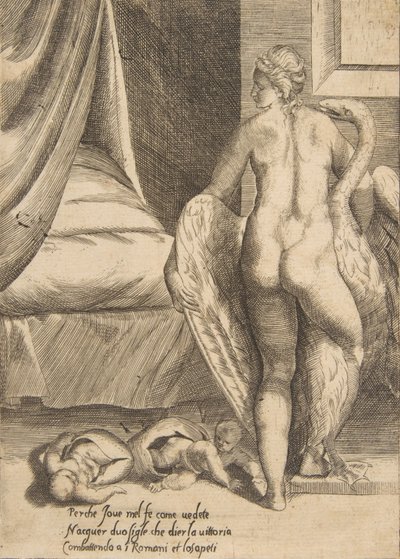Léda és a hattyú, Az istenek szerelmeiből, 1531-76. alkotó: Giulio Bonasone