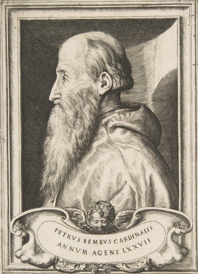 Pietro Bembo bíboros balra néző portréja, 1572. alkotó: Giulio Bonasone