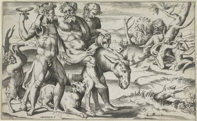 Silenus szamáron lovagol alkotó: Giulio Bonasone