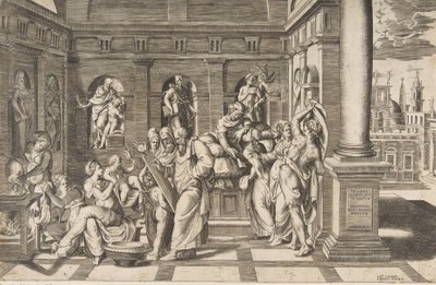 Keresztelő Szent János születése egy klasszikus épületben, kb. 1531-76 alkotó: Giulio Bonasone