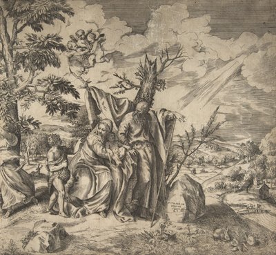 A Szent Család többi tagja Egyiptomba menekült, 1531-76. alkotó: Giulio Bonasone
