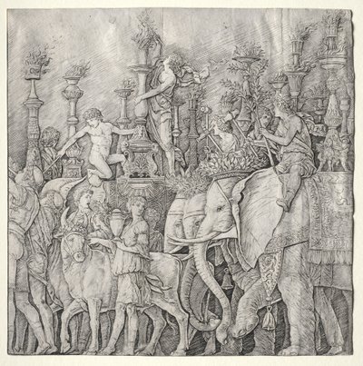 Caesar diadalai: Az elefántok, c. 1485-1490. alkotó: Giulio Campagnola