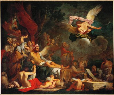 Iris mint hírvivő Hypnos birodalmában (festmény vászonra) alkotó: Giulio Carpioni