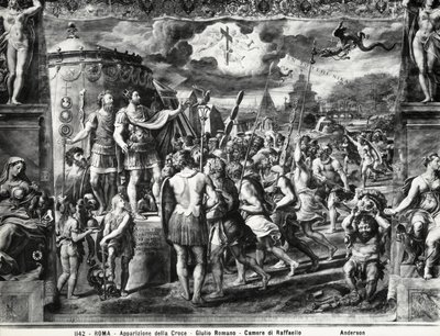 Constantines a kereszt látomása, a Sala di Costantino, Raphael Roomsból alkotó: Giulio Romano