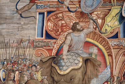 Flamand kárpit. Scipio cselekedetei sorozat. Zamai csata. Giulio Romano karikaturista. Balthasar van Vlierden (?) műterme, Brüsszel. 1523-1532. Részlet. alkotó: Giulio Romano