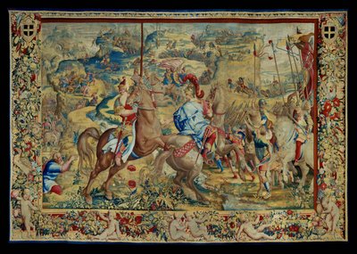 Scipio története: A csata a fennsíkon, a gobelin negyedik darabja, gyapjú és selyem, gobelin ... alkotó: Giulio Romano