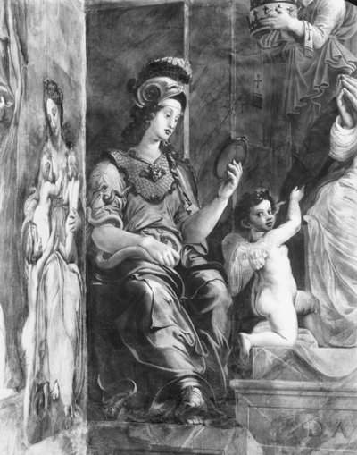 Prudence I. Damasus pápa (304-384 körül) Raphael Rooms mellett ül (részlet) (lásd még: 252795 és 252797) alkotó: Giulio Romano