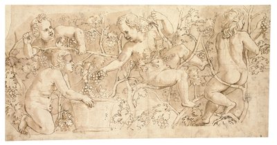 Putti szőlőszedés: frízhez való design alkotó: Giulio Romano