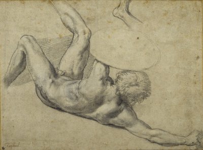 Tanulmány a „Konstantini csatában” elesett harcosokról, Sala di Costantino (kréta papíron) alkotó: Giulio Romano