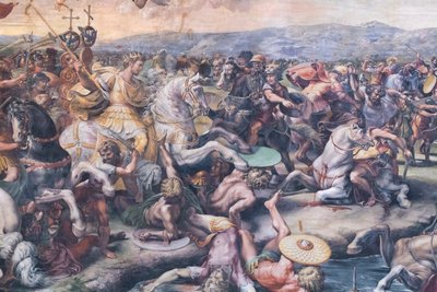 Csata a Milvius-hídnál, részlet (freskó) alkotó: Giulio Romano