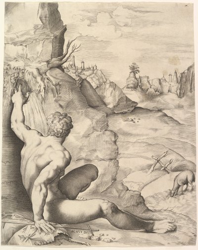 Keresztelő János a pusztában, kb. 1545-55. alkotó: Giulio Sanuto