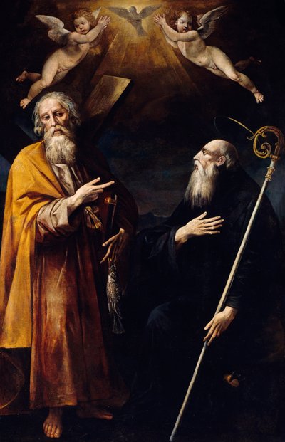 Szent András és Benedek felettük Szentlélekkel és két imádó puttival, Giuseppe Cesari Cavalier d